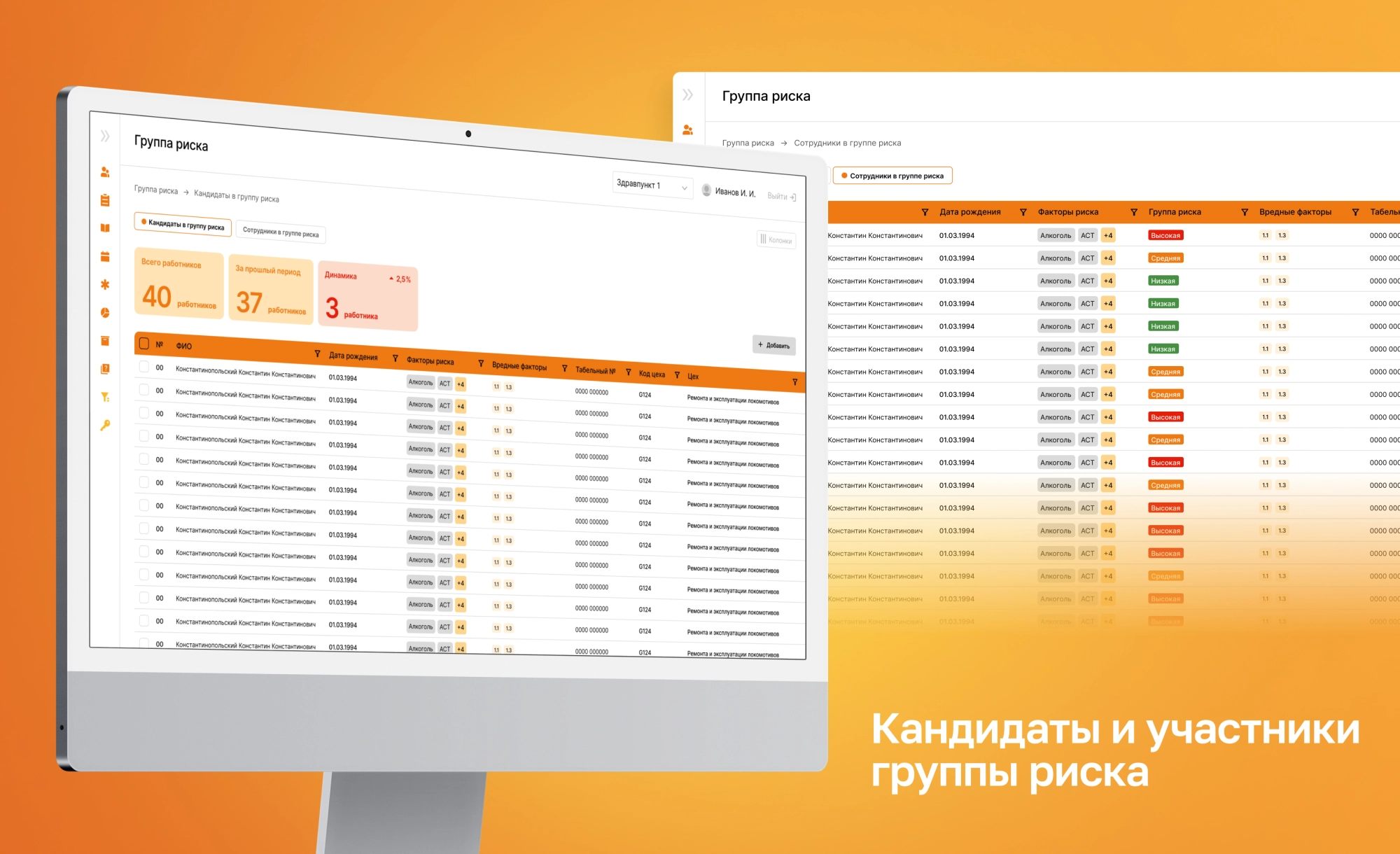 Cотрудники относящиеся к группе риска