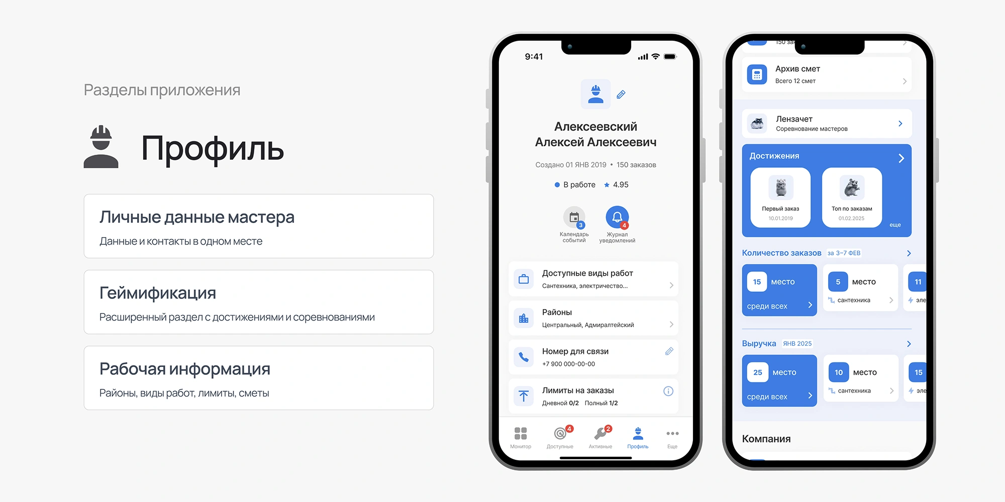 Профиль мастера в мобильном приложении Профиль мастера в мобильном приложении